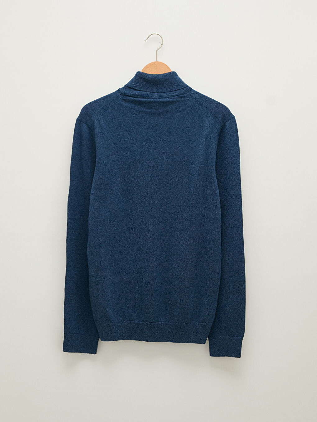 Lacivert Balıkçı Yaka Uzun Kollu İnce Erkek Triko Kazak-6