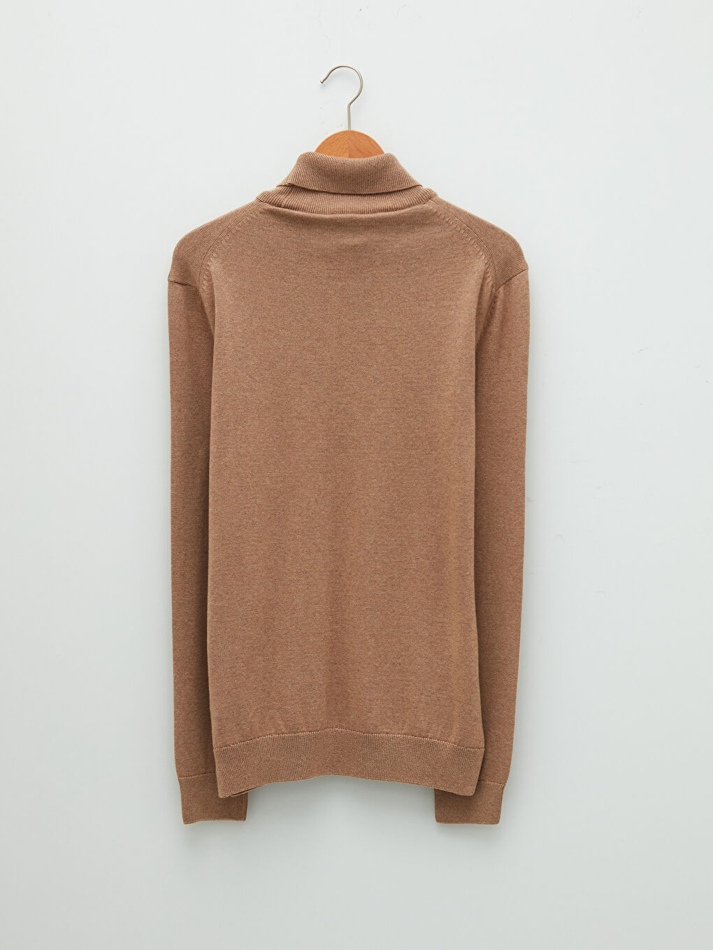 Bej Balıkçı Yaka Uzun Kollu İnce Erkek Triko Kazak-6