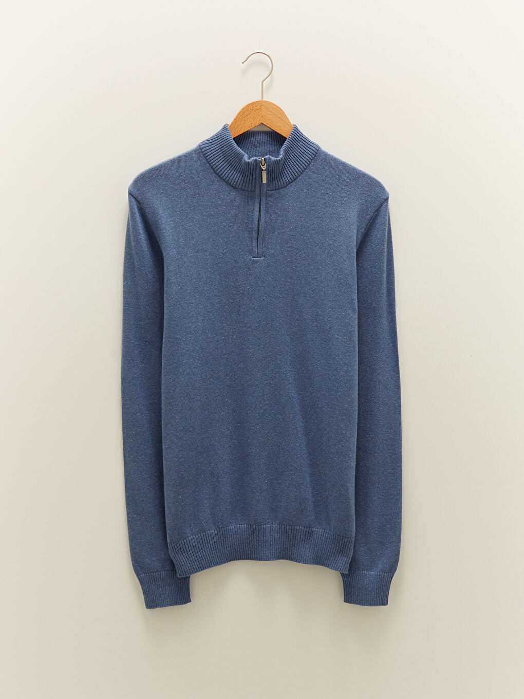 Zippered Turtle Neck Long Sleeve Men's Tricot Sweater-7