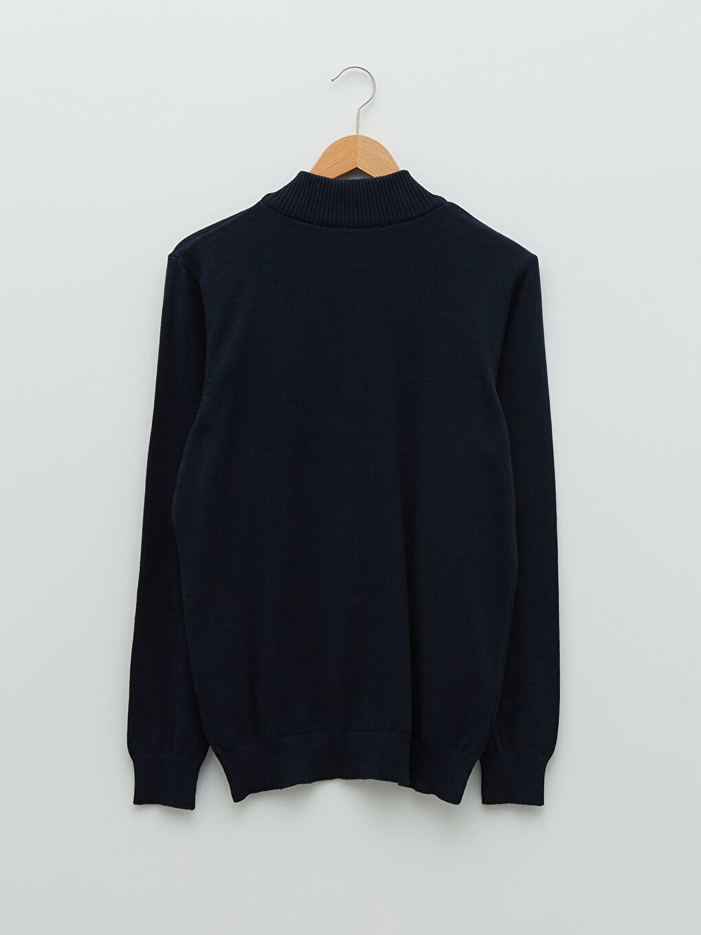 Lacivert Fermuarlı Dik Yaka Uzun Kollu Erkek Triko Kazak-6