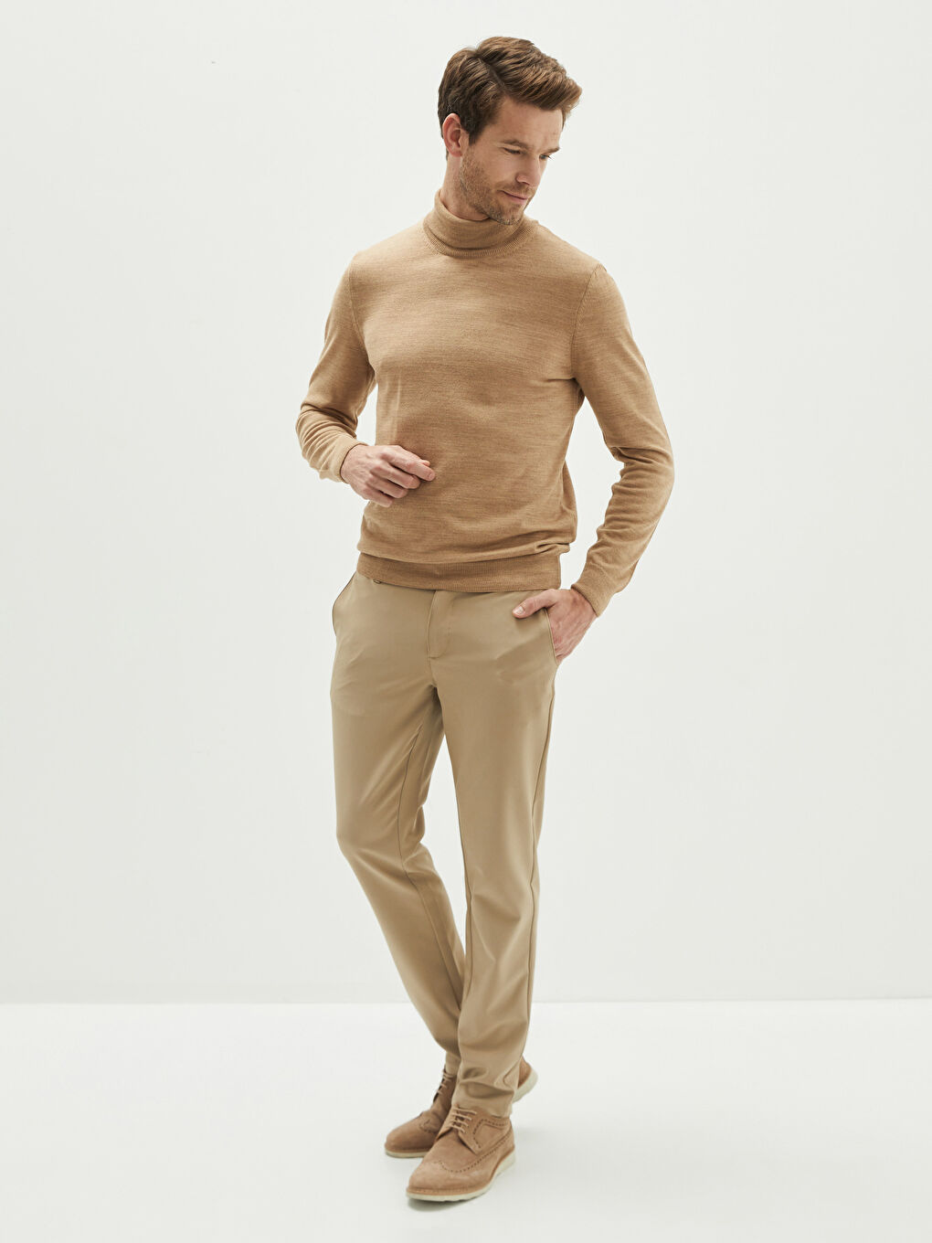 LCWAIKIKI Basic Turtleneck Long Sleeve Thin Men's Tricot Sweater -W11443Z8-L8Q