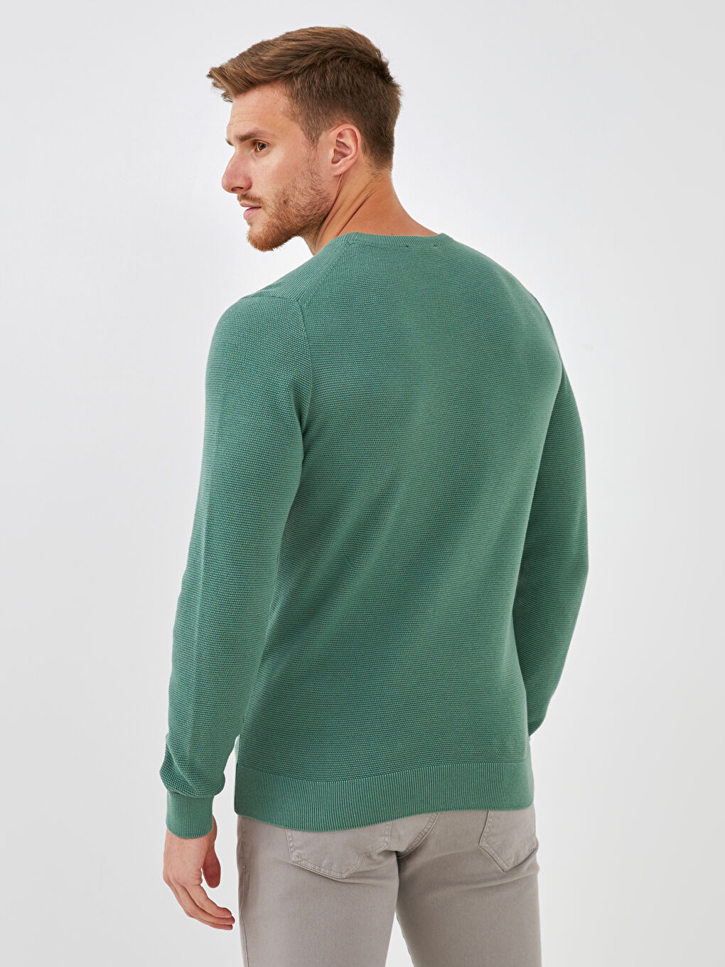LCWAIKIKI Basic Crew Neck Long Sleeve Thin Men's Tricot Sweater -W11445Z8-DTF