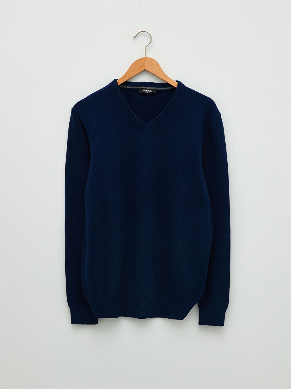 Mavi V Yaka Uzun Kollu Basic İnce Erkek Triko Kazak-5