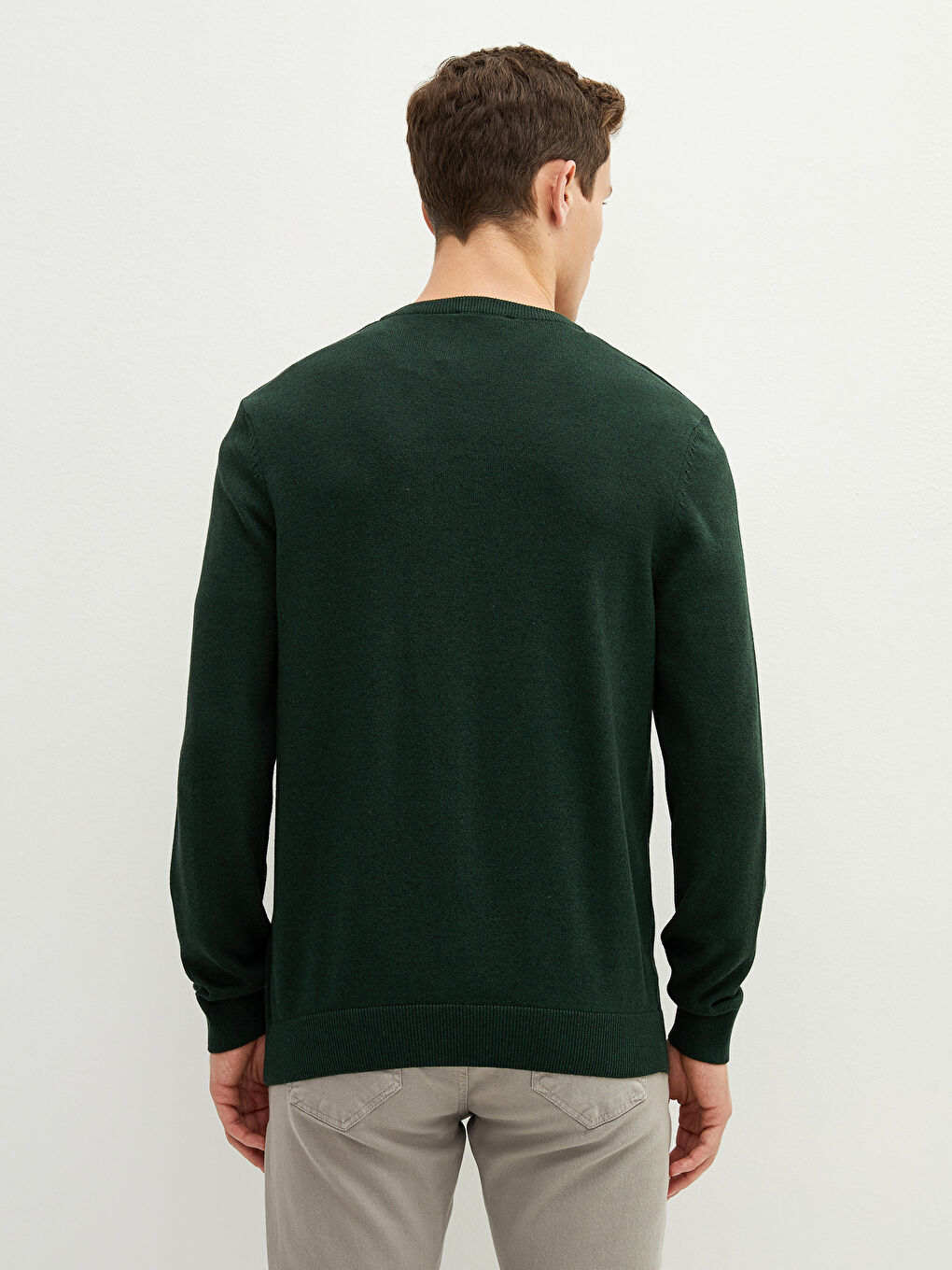 V Neck Long Sleeve Basic Thin Men's Tricot Sweater-2