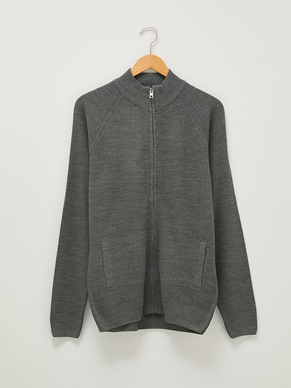 Standard Fit Turtle Neck Long Sleeve Men's Tricot Cardigan-5