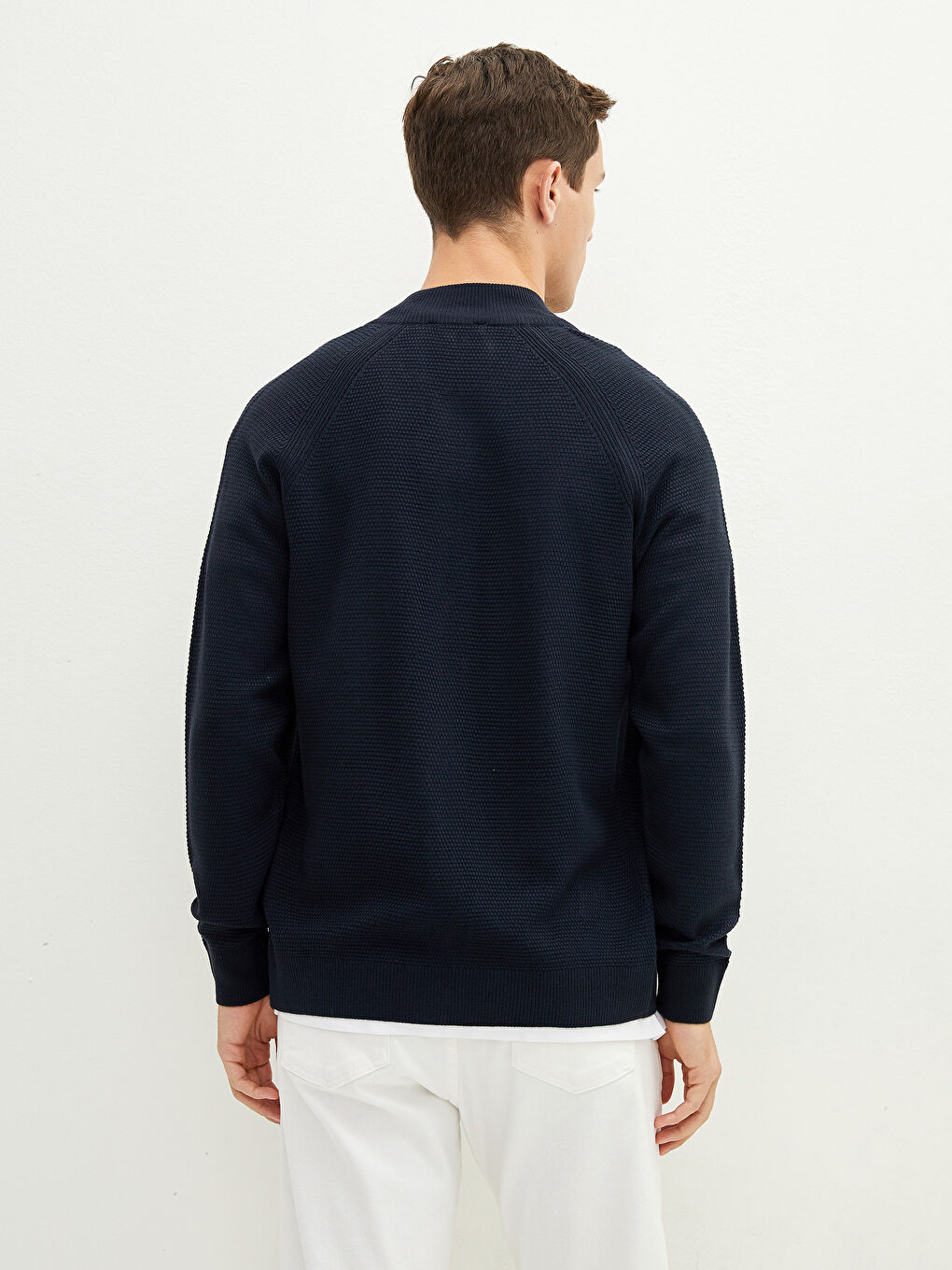 LCWAIKIKI Basic Standard Fit Turtle Neck Long Sleeve Men's Tricot Cardigan -W11448Z8-RFH