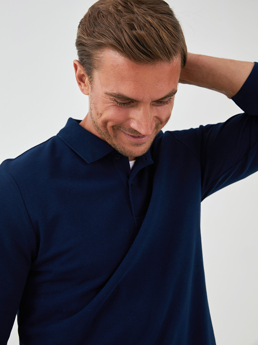 LCWAIKIKI Basic Polo Neck Long Sleeve Pique Men's T-Shirt -W11449Z8-DWP