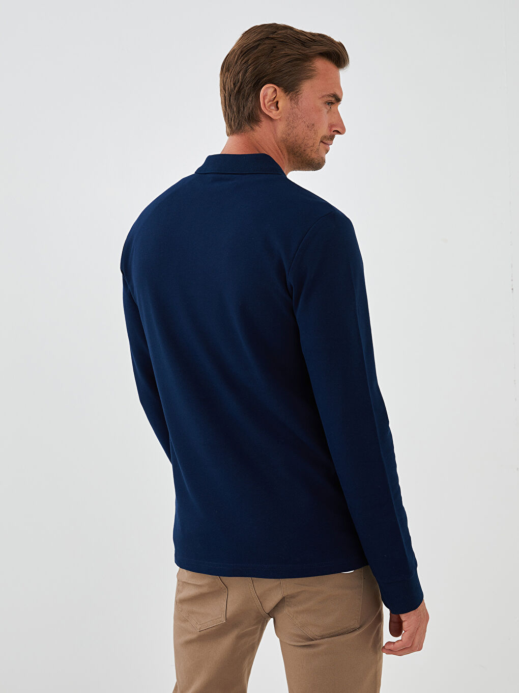 LCWAIKIKI Basic Polo Neck Long Sleeve Pique Men's T-Shirt -W11449Z8-DWP