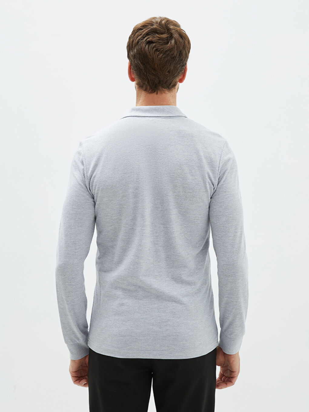 Футболка з довгим рукавом піке з коміром поло для чоловіків-4