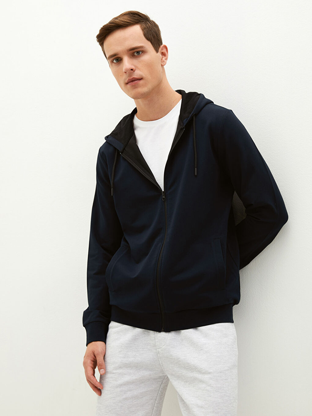 Hooded Long Sleeve Men's Zip-Up Sweatshirt