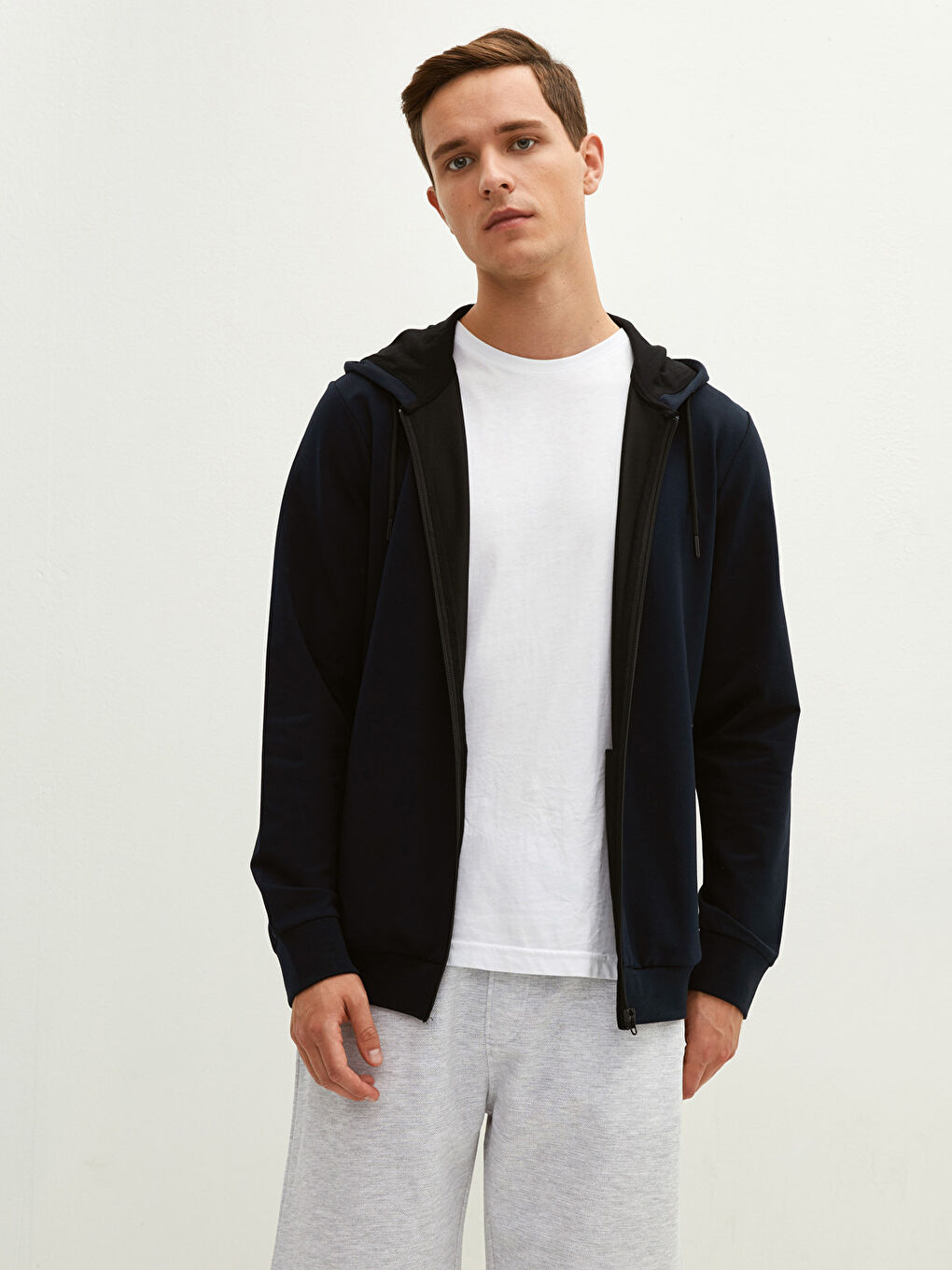Hooded Long Sleeve Men's Zip-Up Sweatshirt-1