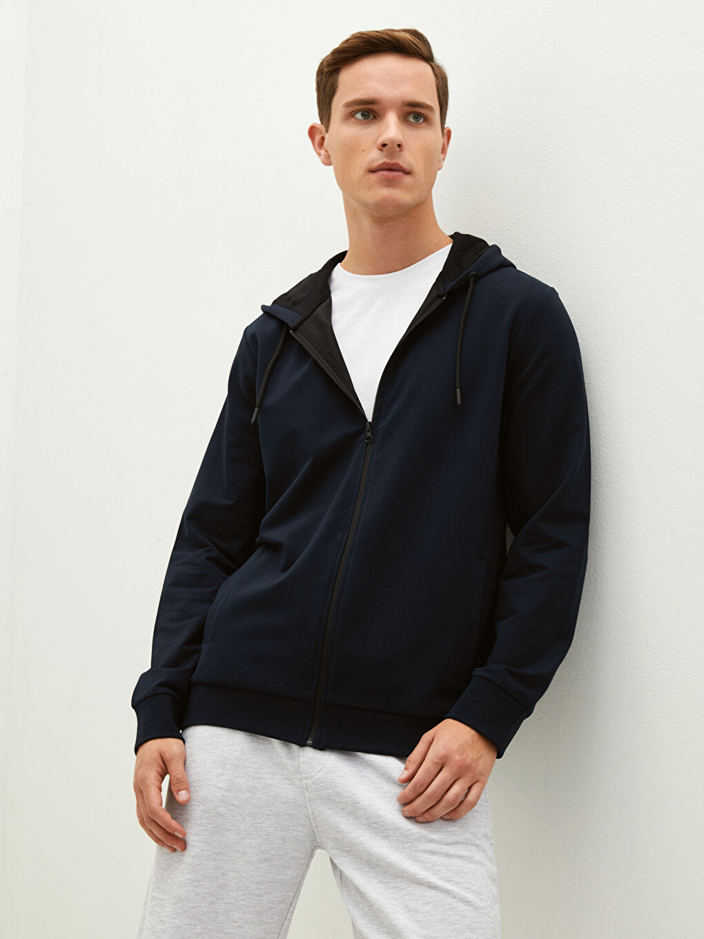 Hooded Long Sleeve Men's Zip-Up Sweatshirt-2