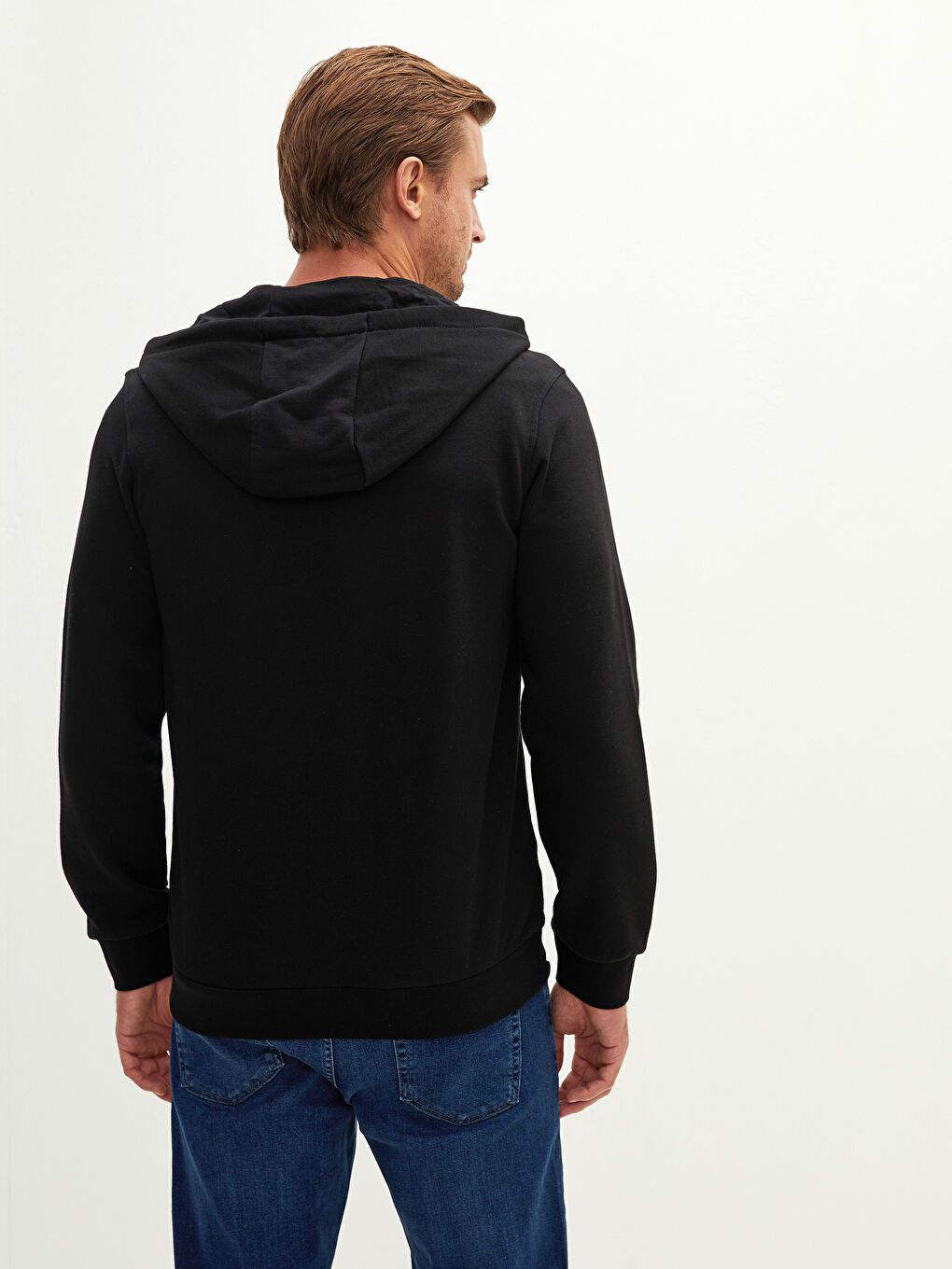 LCWAIKIKI Basic Siyah Uzun Kollu Kalın Erkek Kalın Hoodie - 5