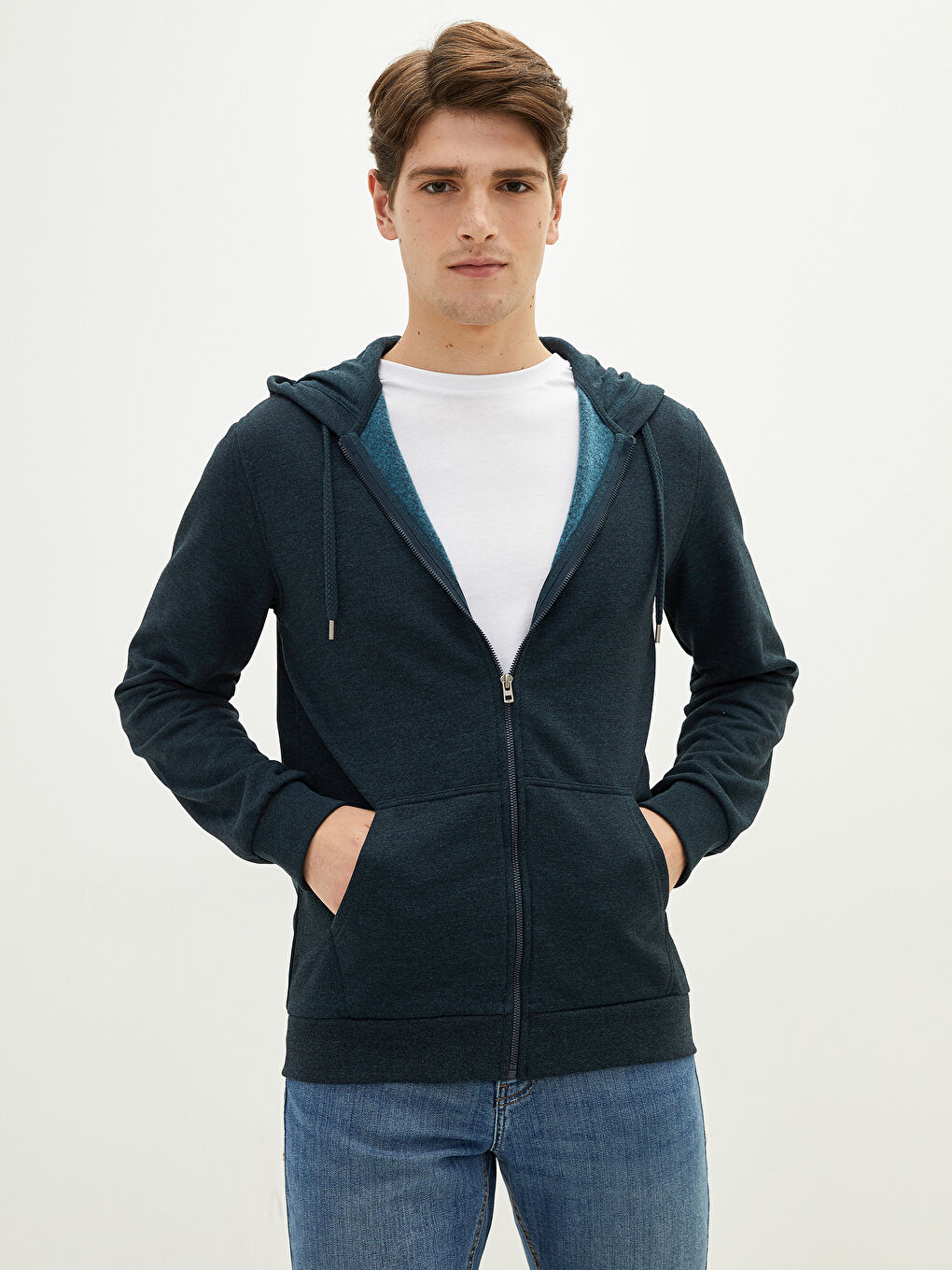 LCWAIKIKI Basic Yeşil Uzun Kollu Kalın Erkek Kalın Hoodie - 2