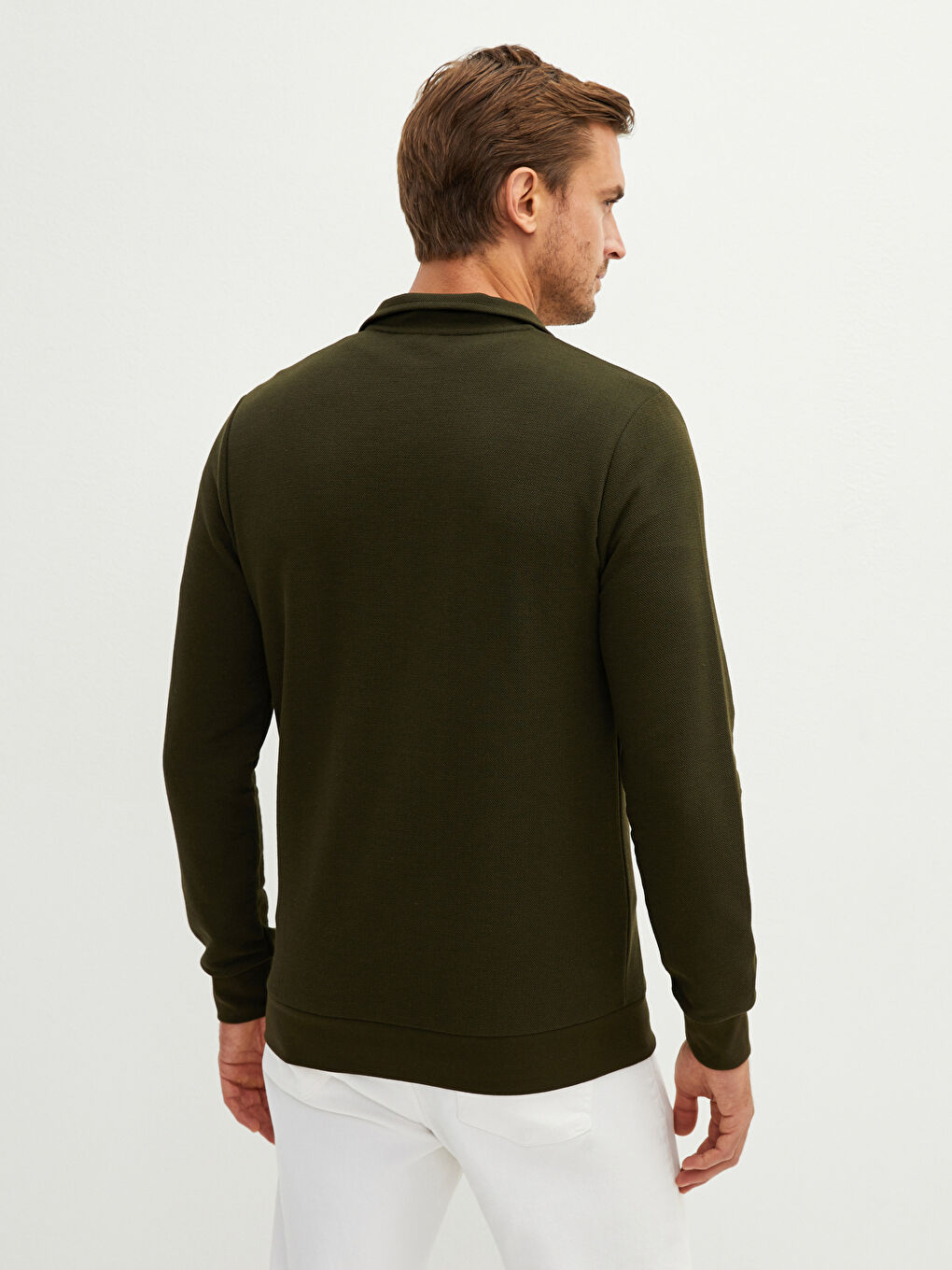 Relaxed Fit Turtle Neck Long Sleeve Men's Cardigan-4