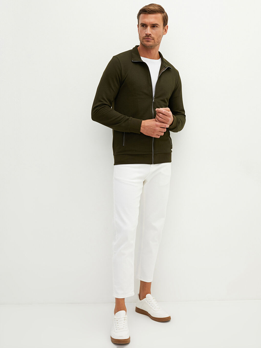 Relaxed Fit Turtle Neck Long Sleeve Men's Cardigan-1
