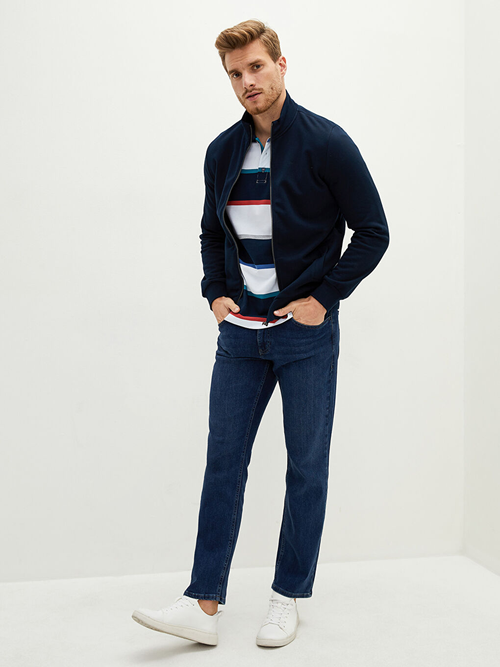 Sweat Zippé Épais Pour Hommes Coupe Confortable À Col Cheminée Et Manches Longues-4