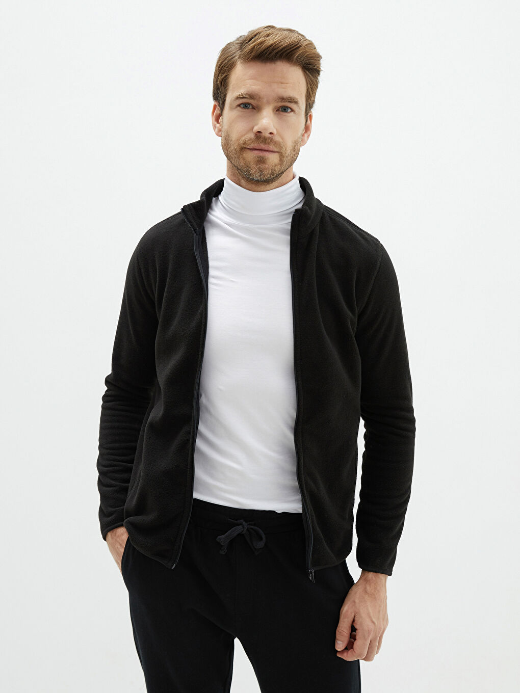 Funnel Neck Long Sleeve Polar Men's Sweatshirt-1