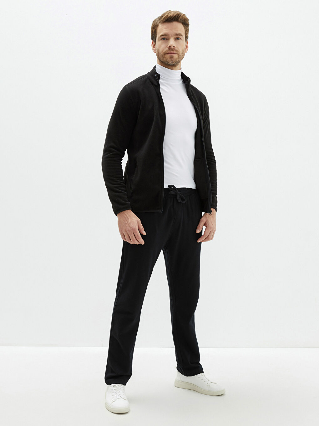 Funnel Neck Long Sleeve Polar Men's Sweatshirt-2