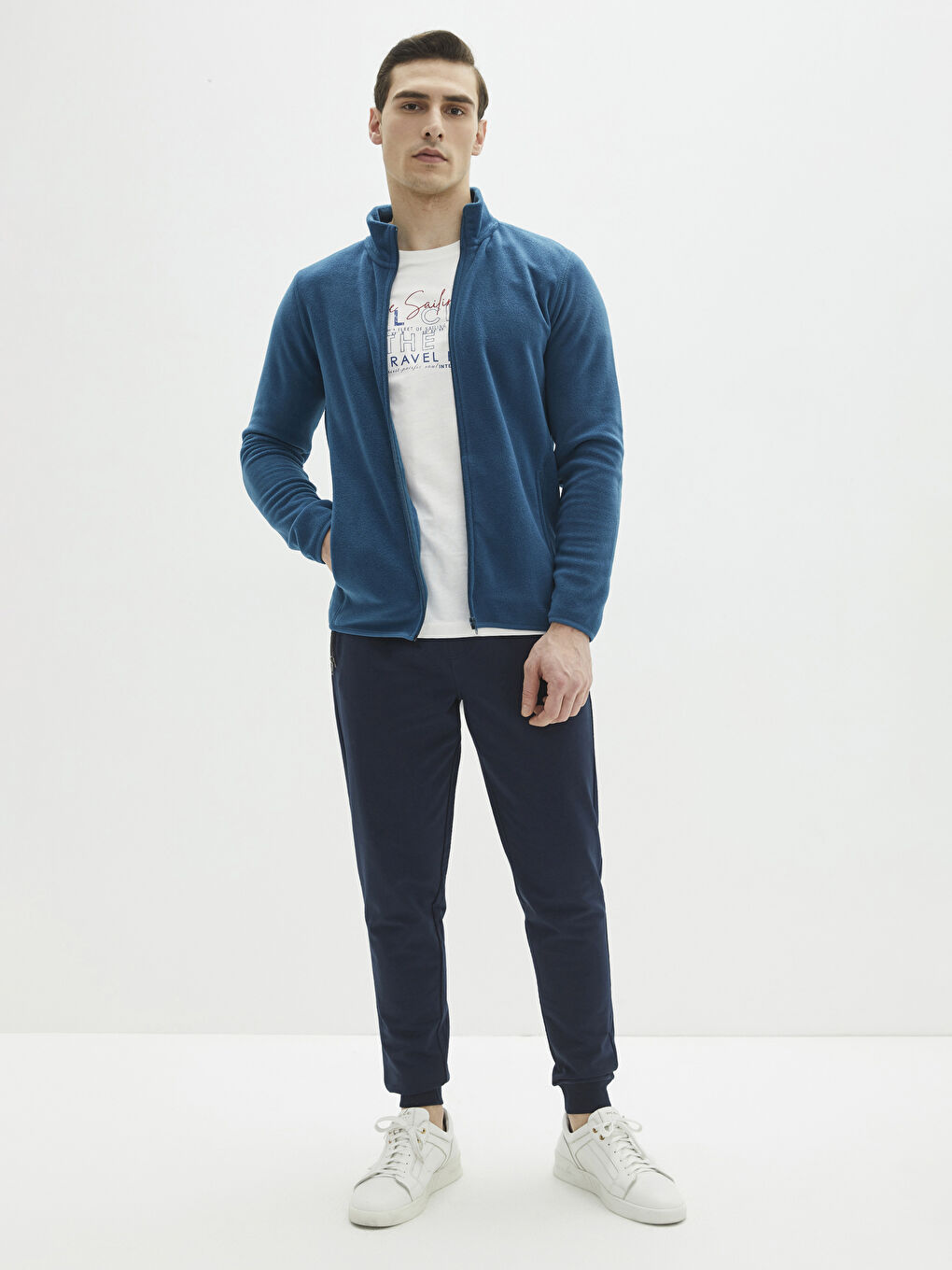 Толстовка с длинным рукавом и воротником-трубой из полярного материала для мужчин-2