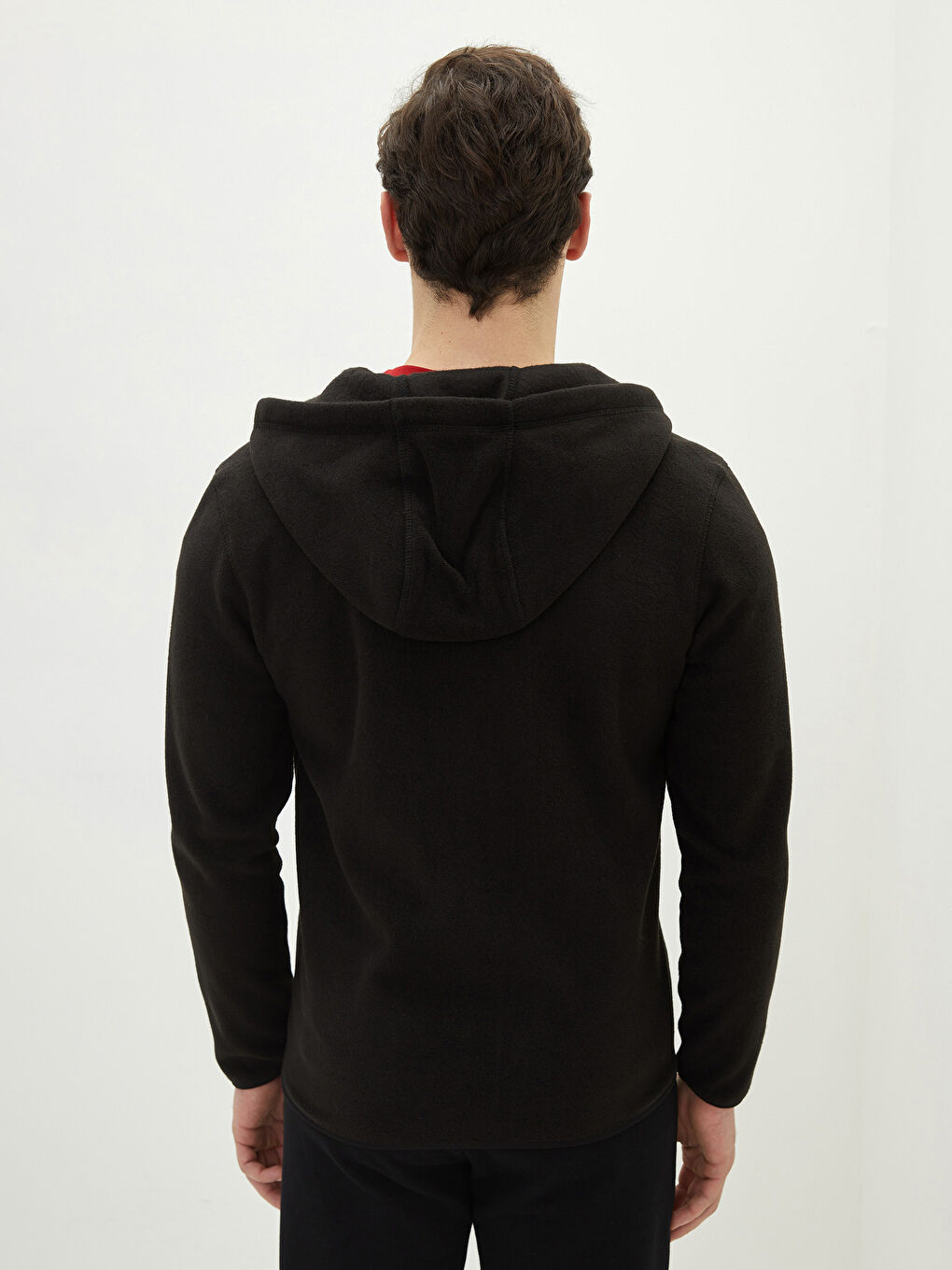 كارديجان رياضي للرجال بكابوش وكم طويل من قماش بولار-4