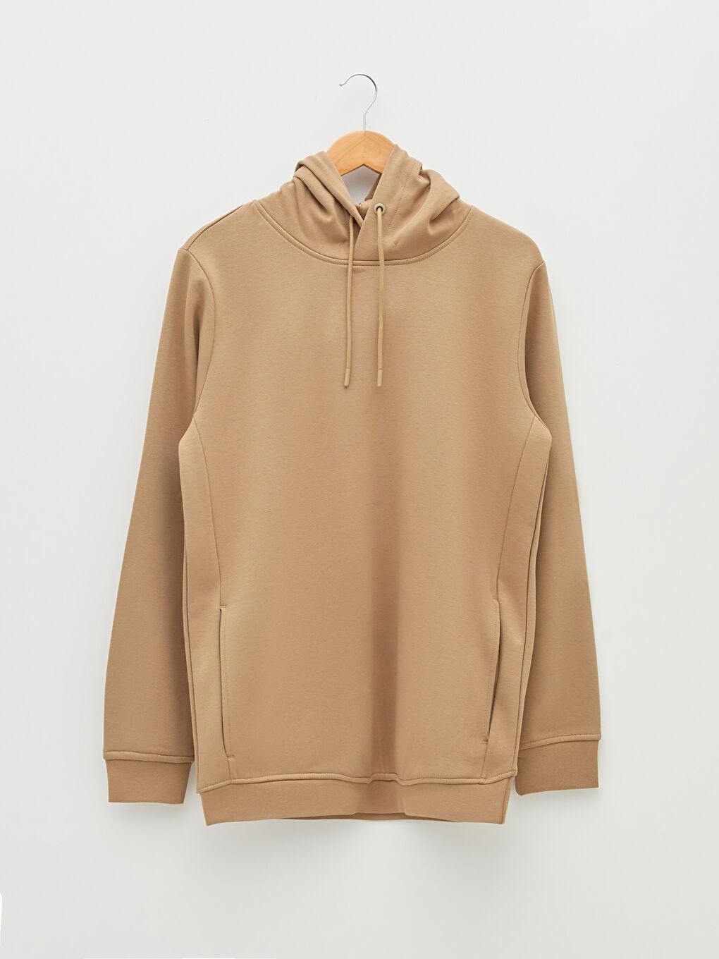 LCWAIKIKI Basic Açık Kahverengi Uzun Kollu Kalın Erkek Hoodie - 5