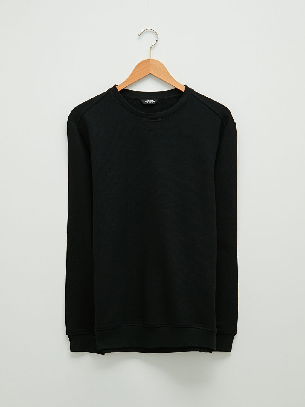 Siyah Bisiklet Yaka Uzun Kollu Erkek Sweatshirt-5