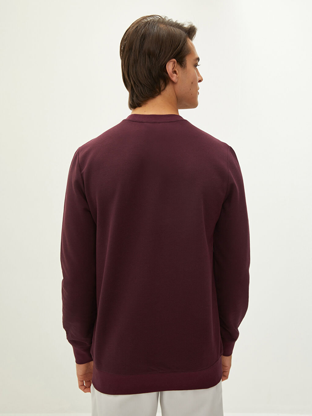 Mürdüm Bisiklet Yaka Uzun Kollu Erkek Sweatshirt-5