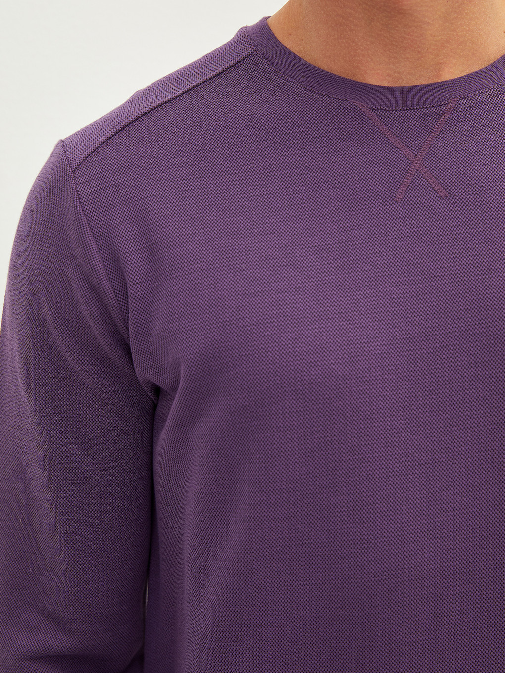 Mor Bisiklet Yaka Uzun Kollu Erkek Sweatshirt-2