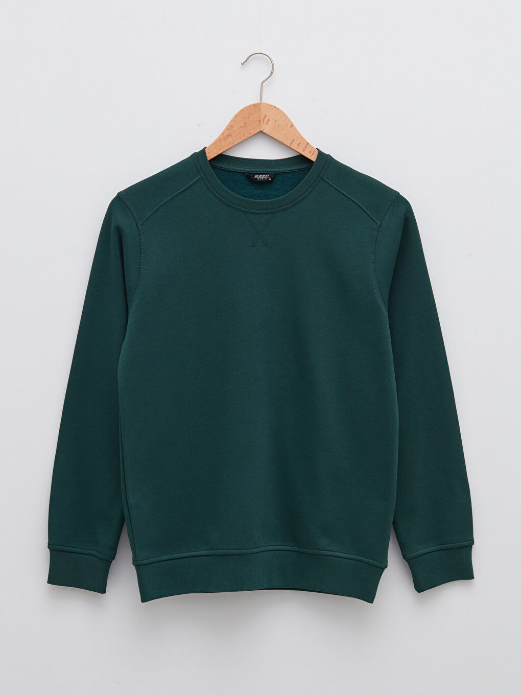 LCWAIKIKI Basic Yeşil Bisiklet Yaka Uzun Kollu Kalın Erkek Sweatshirt - 5