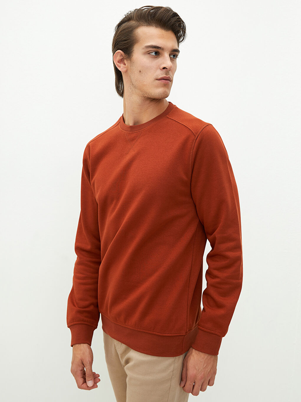 Crew Neck Long Sleeve Thick Men's Sweatshirt