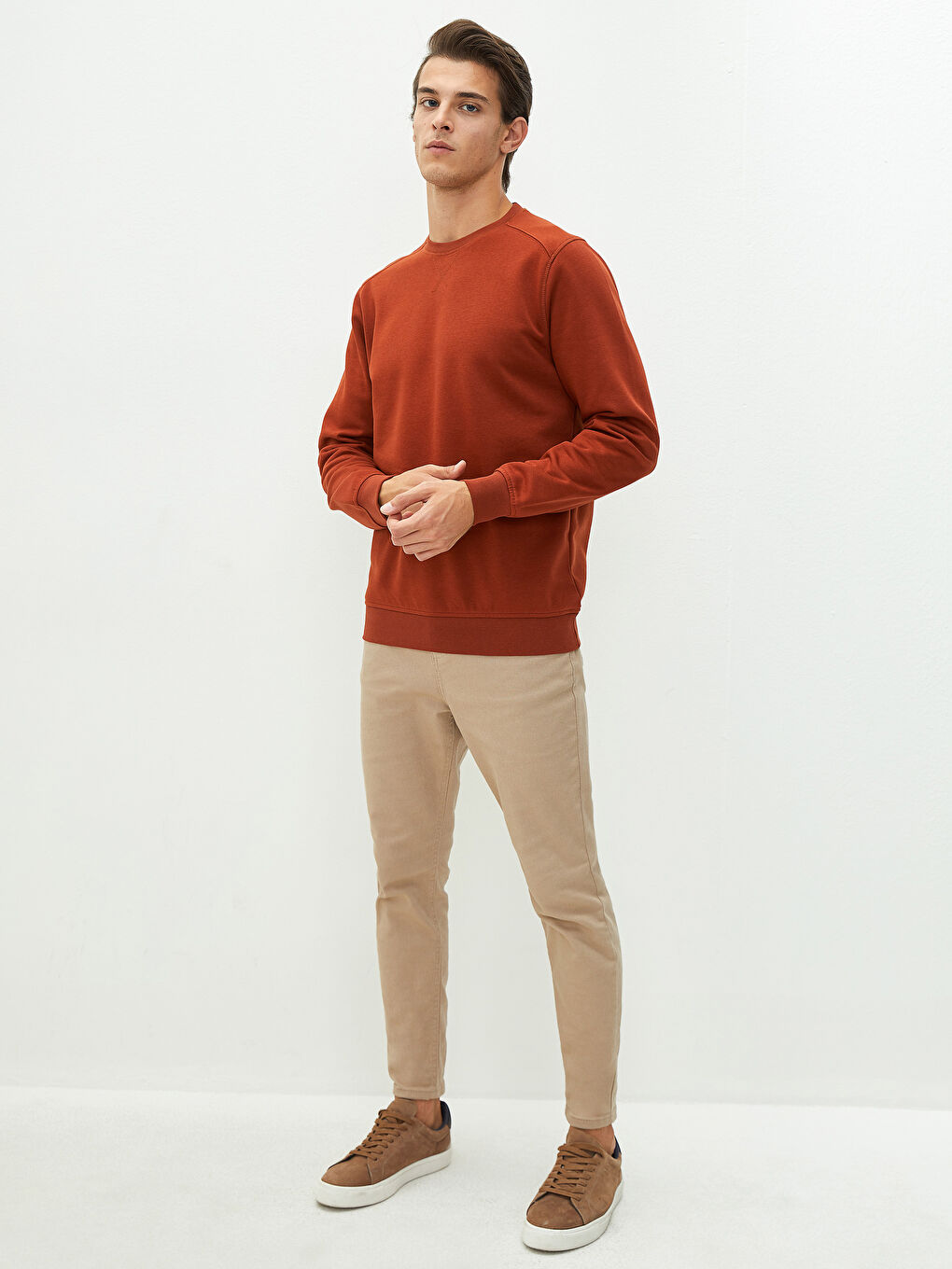 Crew Neck Long Sleeve Thick Men's Sweatshirt-3