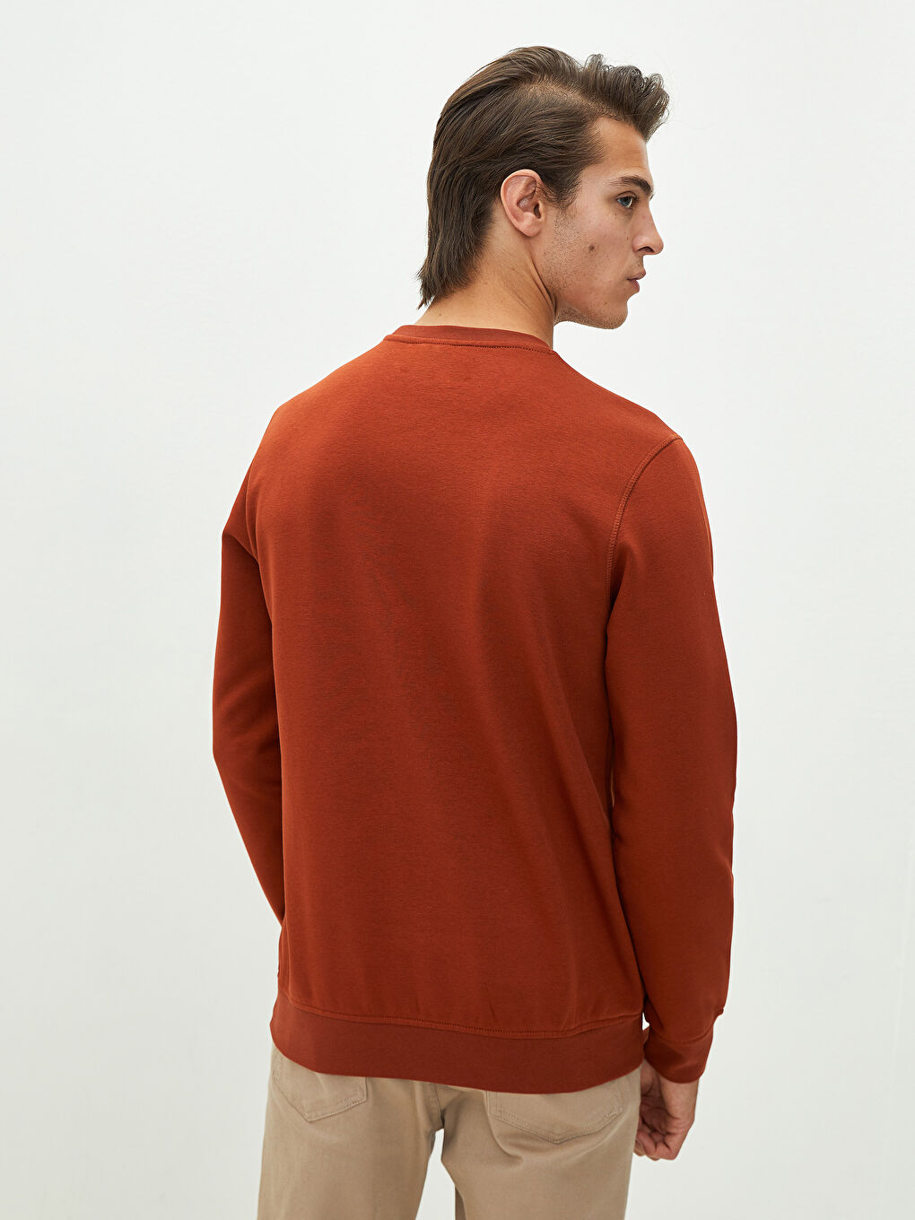 Crew Neck Long Sleeve Thick Men's Sweatshirt-4