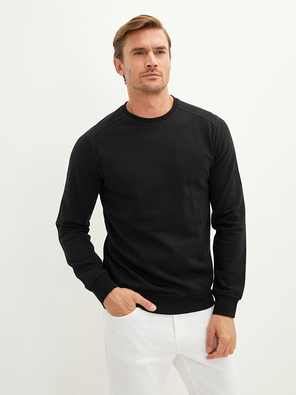 Свитшот Мужской Толстый С Длинным Рукавом С Круглым Вырезом-1