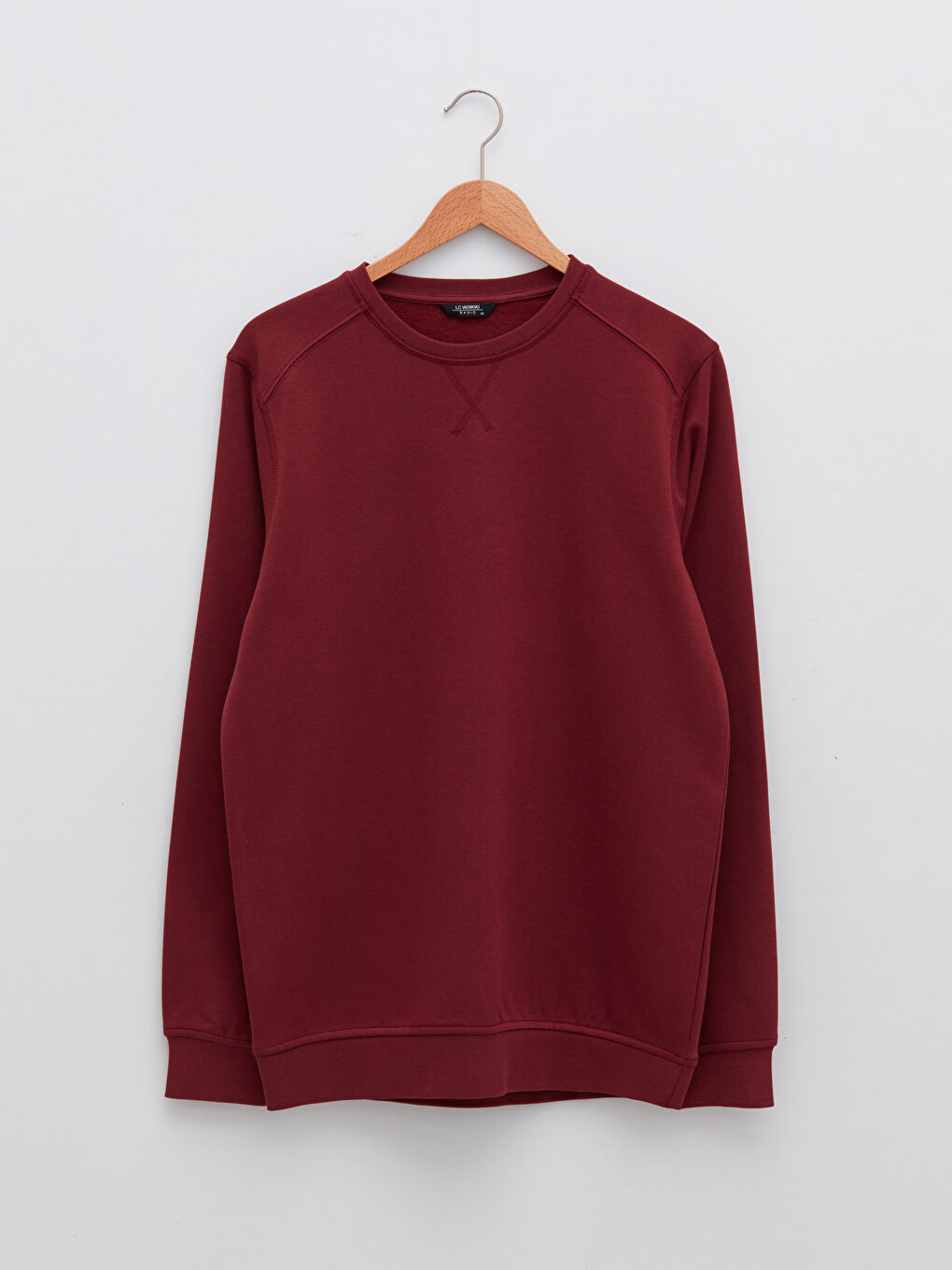 LCWAIKIKI Basic Bordo Bisiklet Yaka Uzun Kollu Kalın Erkek Sweatshirt - 5