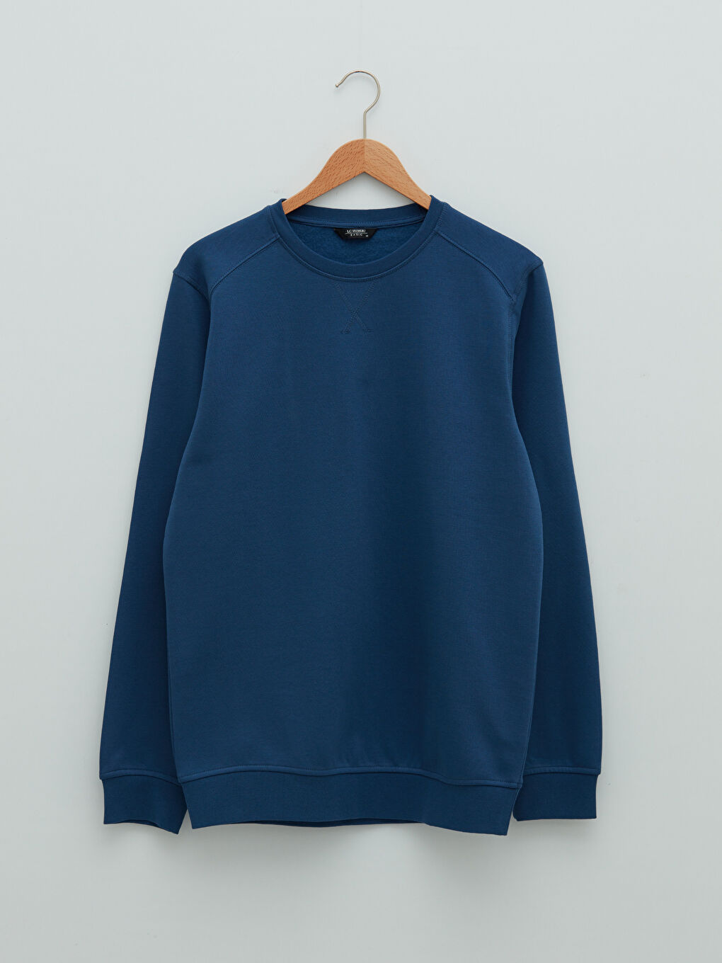 LCWAIKIKI Basic İndigo Bisiklet Yaka Uzun Kollu Kalın Erkek Sweatshirt - 5