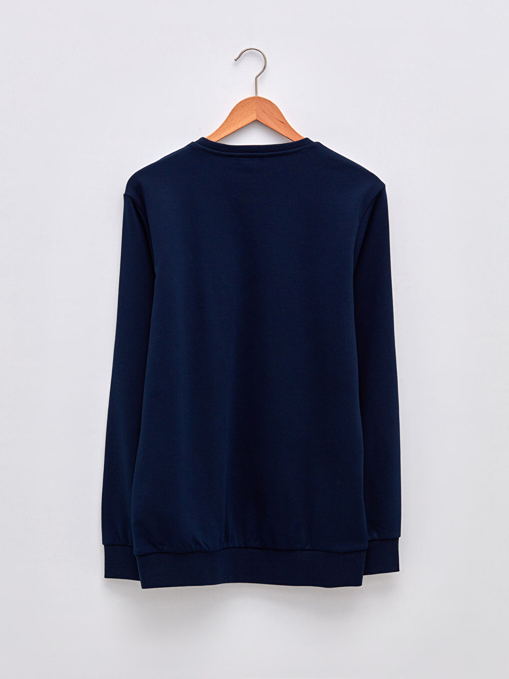 Lacivert Bisiklet Yaka Uzun Kollu Erkek Sweatshirt-5