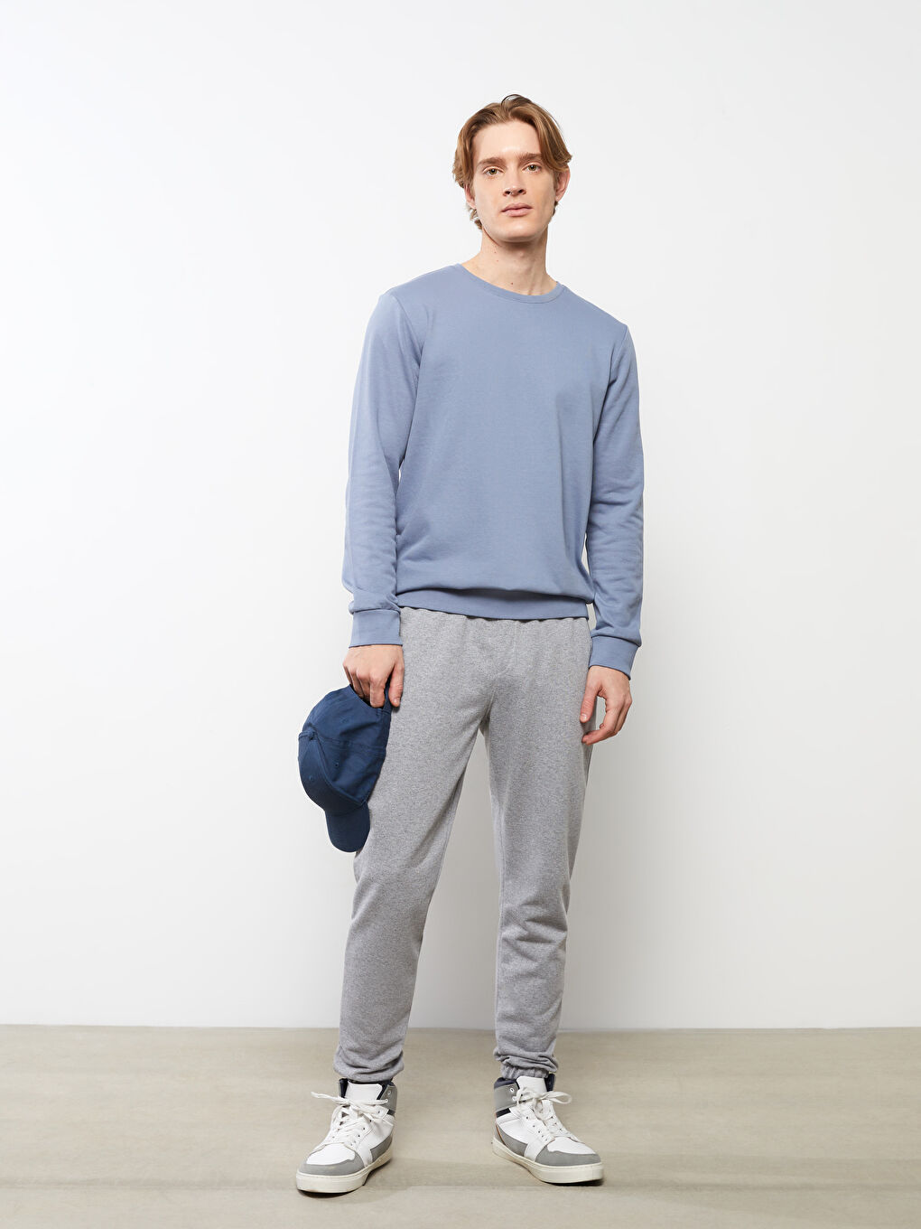 İndigo Bisiklet Yaka Uzun Kollu Erkek Sweatshirt-2