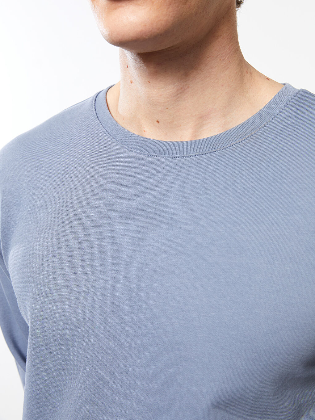 İndigo Bisiklet Yaka Uzun Kollu Erkek Sweatshirt-3