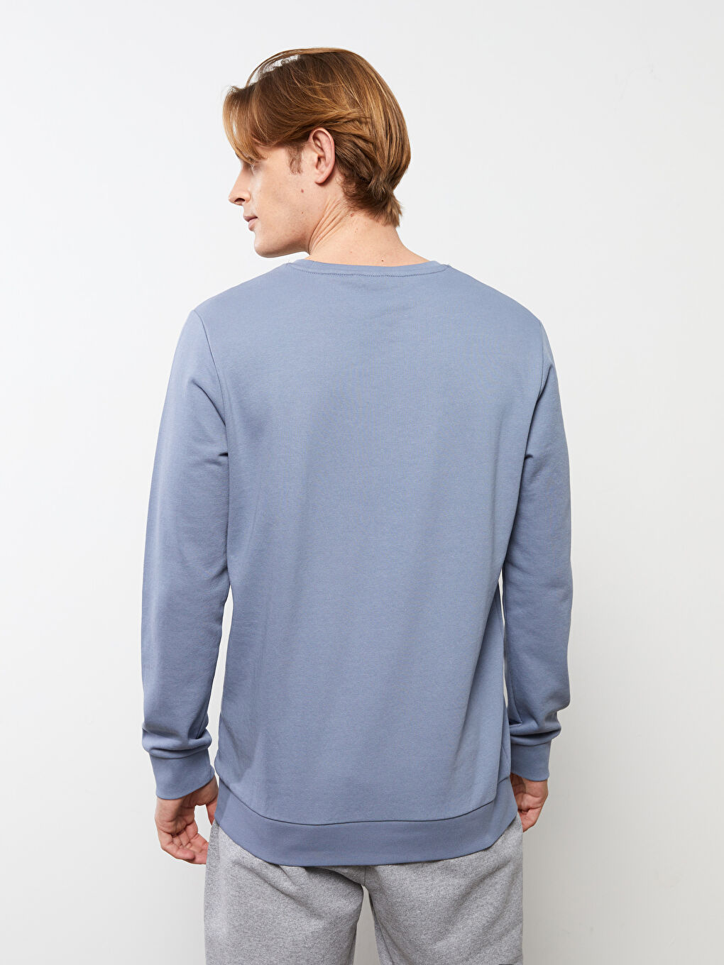 İndigo Bisiklet Yaka Uzun Kollu Erkek Sweatshirt-4