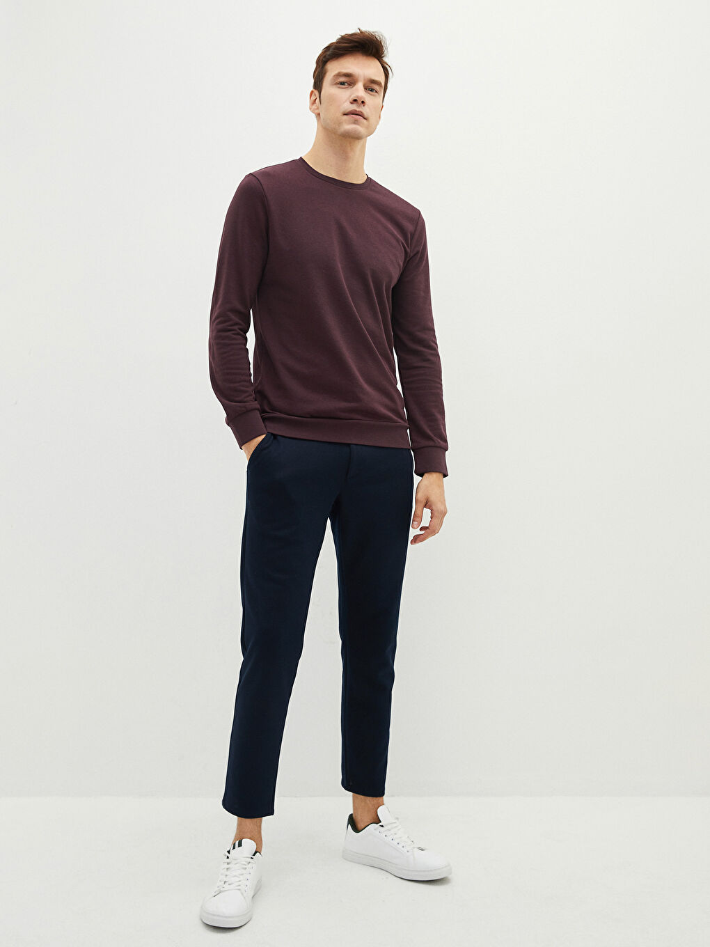 Mürdüm Bisiklet Yaka Uzun Kollu Erkek Sweatshirt-3