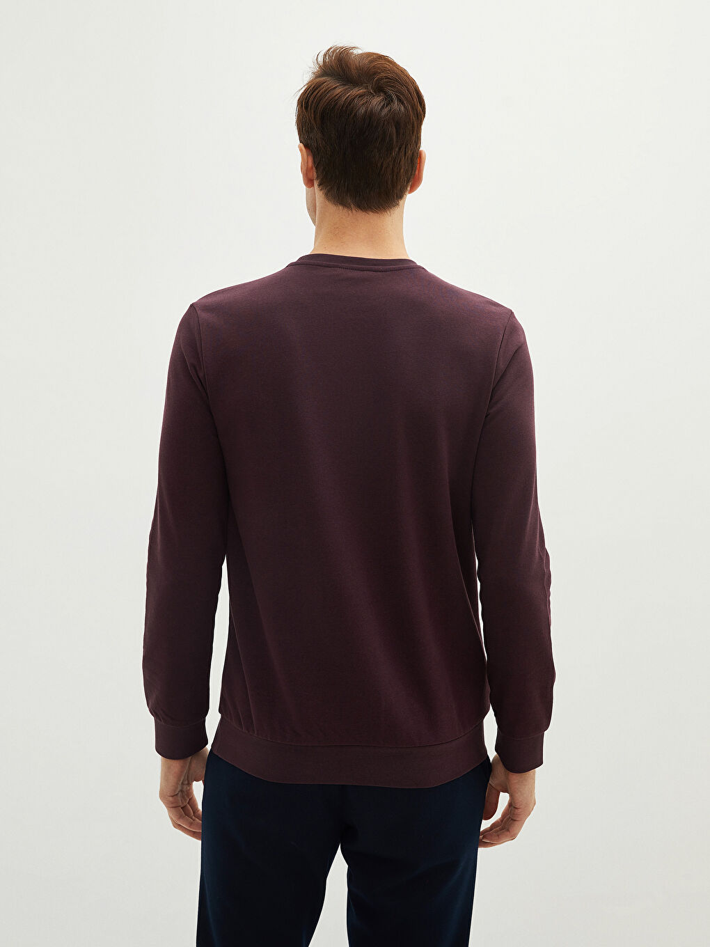 Mürdüm Bisiklet Yaka Uzun Kollu Erkek Sweatshirt-4