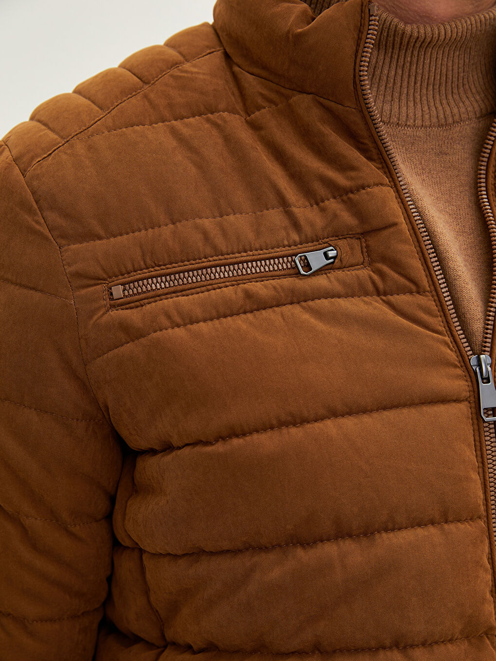 Стандартна кройка палто с яка тип фуния за мъже, плътно-2