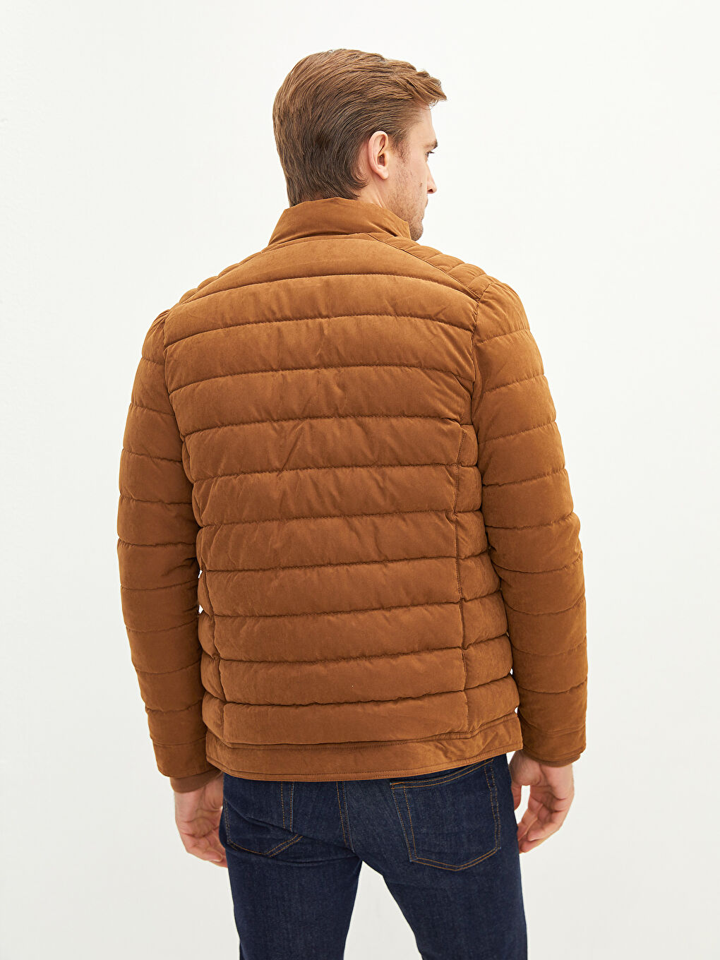 Стандартна кройка палто с яка тип фуния за мъже, плътно-4