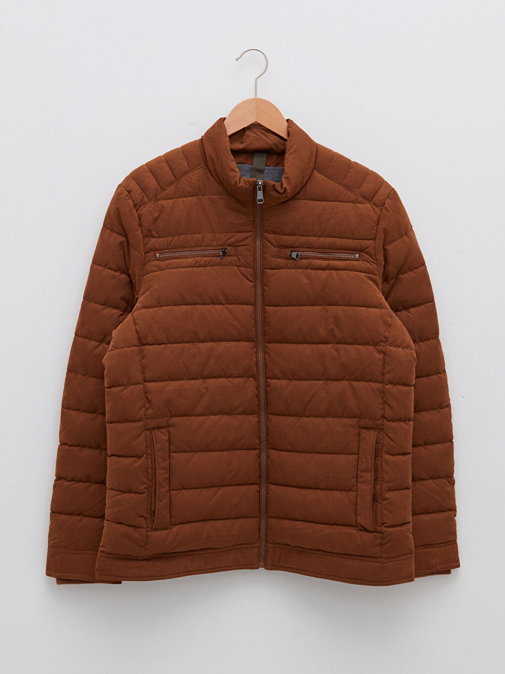 Стандартна кройка палто с яка тип фуния за мъже, плътно-5