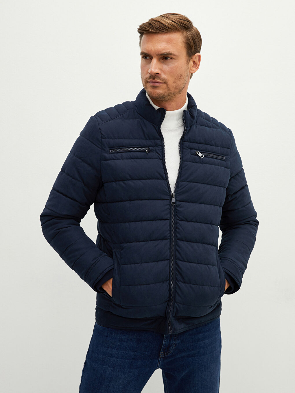 Standard Fit Turtle Neck Thick Men's Coat
