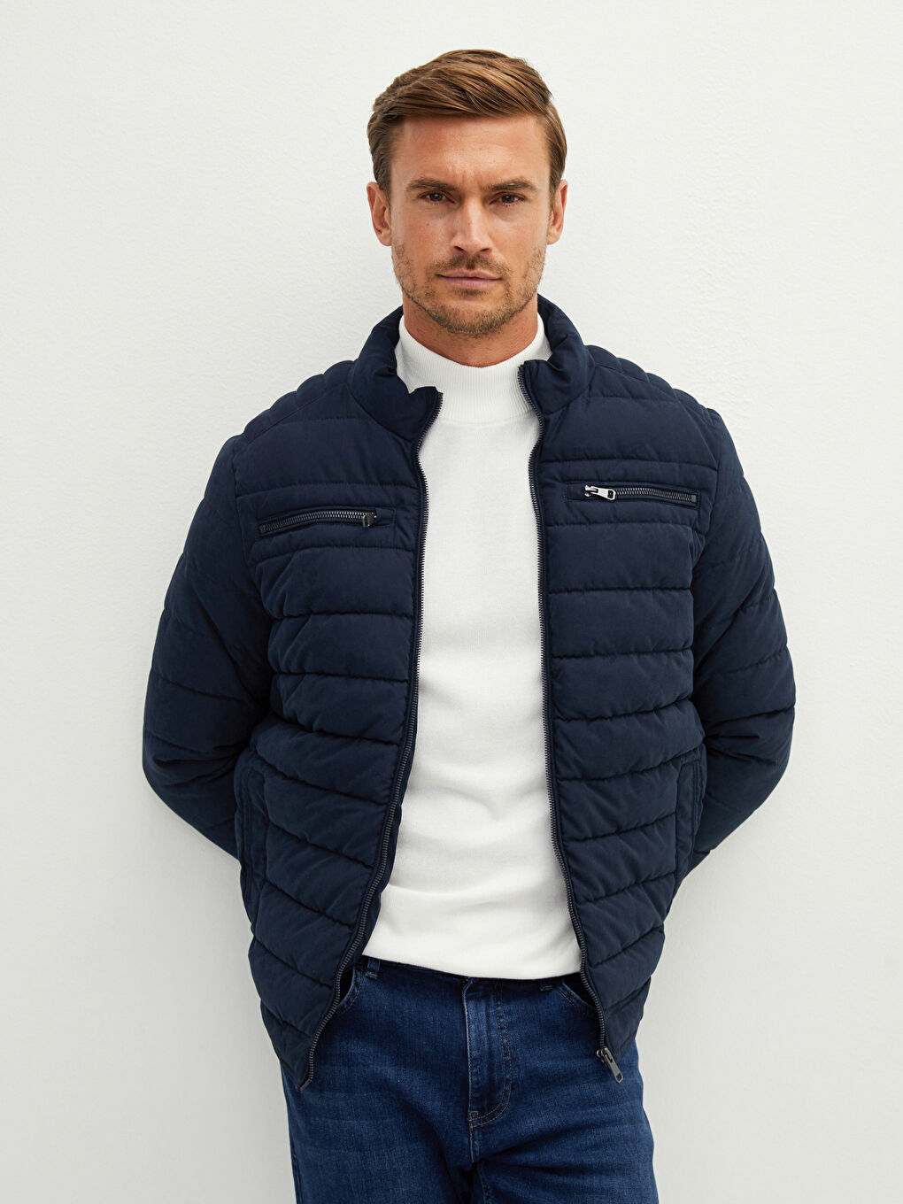 Standard Fit Turtle Neck Thick Men's Coat-2