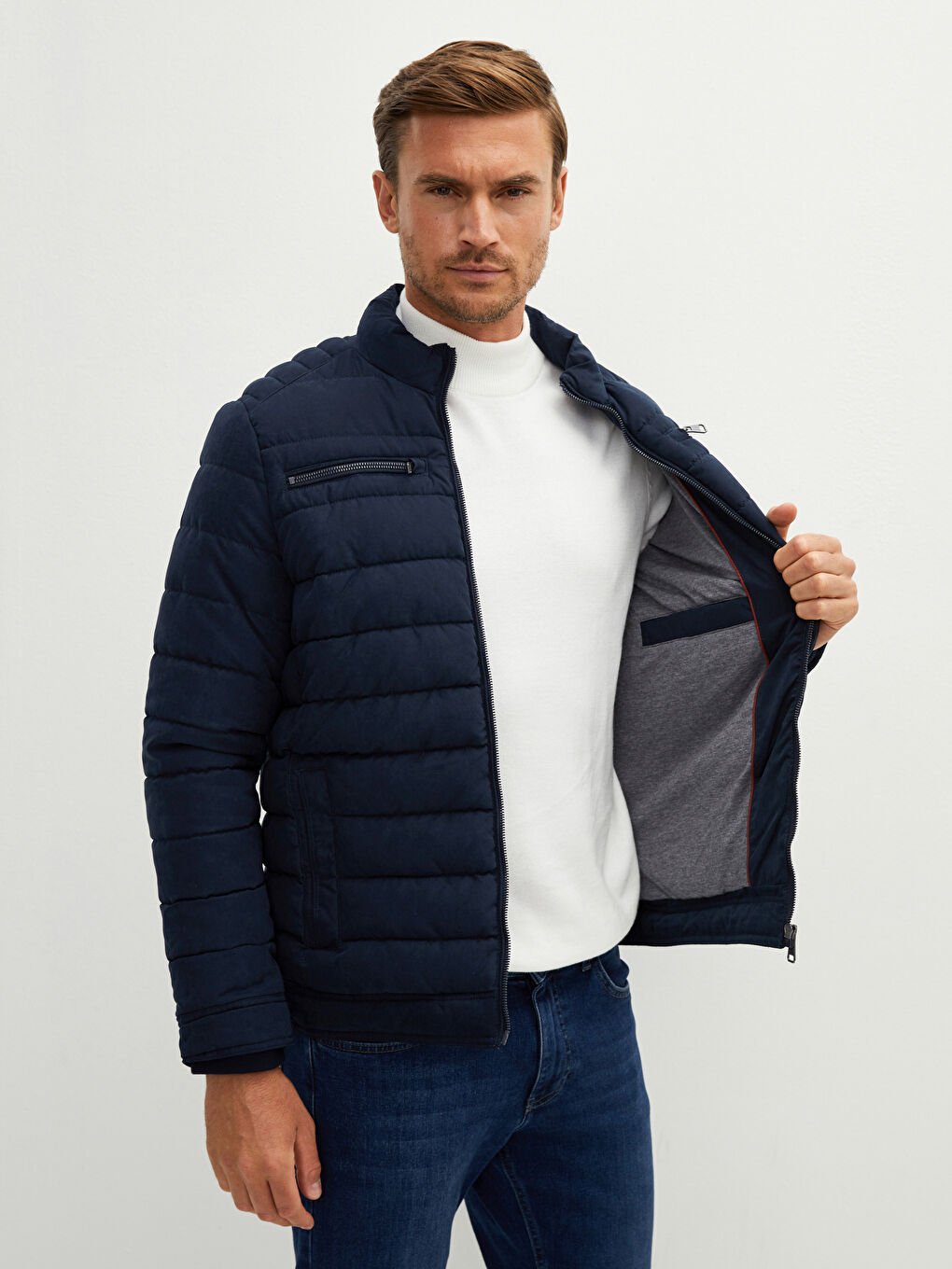 Standard Fit Turtle Neck Thick Men's Coat-3