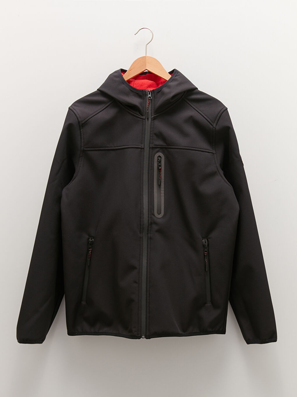 Siyah Rahat Kalıp Kapüşonlu İnce Erkek Yağmurluk-8