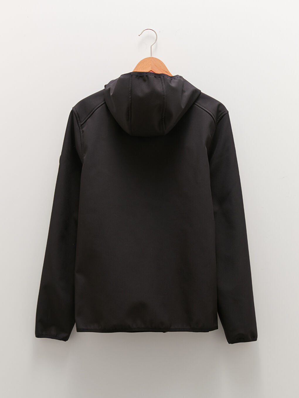 Siyah Rahat Kalıp Kapüşonlu İnce Erkek Yağmurluk-9